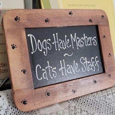 Lot 36: Assorted CAT Themed Frames, Book and Sign