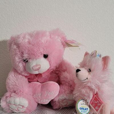 Lot 38: (2) New Pink Stuffed Animals 