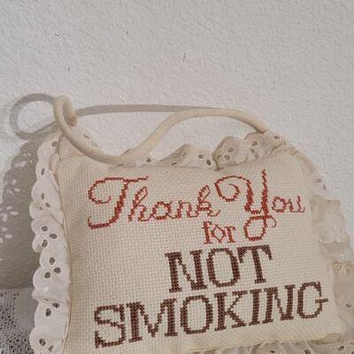 Lot 49: Thank You for Not Smoking Handstitched Pillow