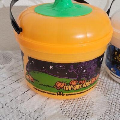 Lot 63: (2) Vintage 1980s McDonald's Halloween Trick or Treat Candy Buckets