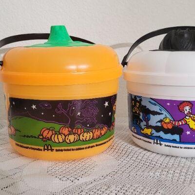 Lot 63: (2) Vintage 1980s McDonald's Halloween Trick or Treat Candy Buckets