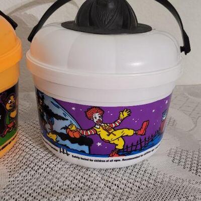 Lot 63: (2) Vintage 1980s McDonald's Halloween Trick or Treat Candy Buckets