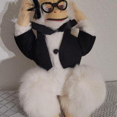 Lot 64: Vintage Graduating Plush Animal with Cap and Tux (Real Fur)