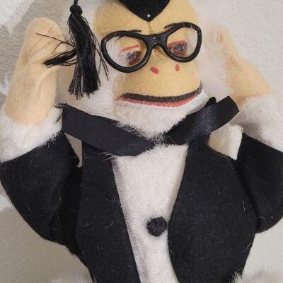 Lot 64: Vintage Graduating Plush Animal with Cap and Tux (Real Fur)