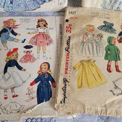 Lot 104: Assorted Vintage Doll Printed Sewing Patterns