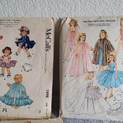 Lot 104: Assorted Vintage Doll Printed Sewing Patterns