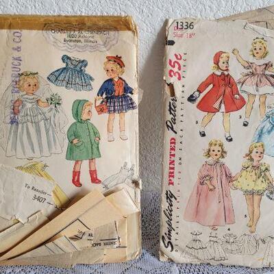 Lot 105: Assorted Vintage Doll Printed Sewing Patterns 