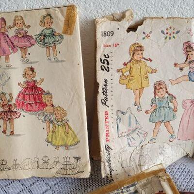 Lot 105: Assorted Vintage Doll Printed Sewing Patterns 
