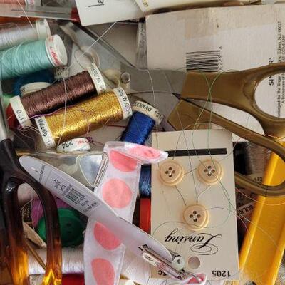 Lot 121: Assortment of Sewing Essentials (Thread, Scissors and MORE)