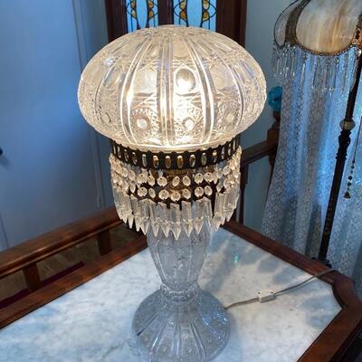 Antique Cut Crystal Mushroom Dome Table Lamp Crystal Lustres Shards