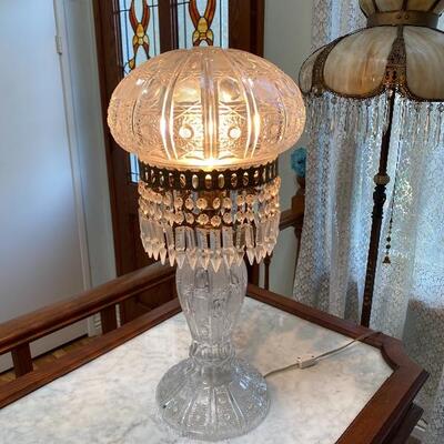 Antique Cut Crystal Mushroom Dome Table Lamp Crystal Lustres Shards