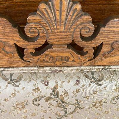 Antique Carved Oak Settee Chair Loveseat Bench