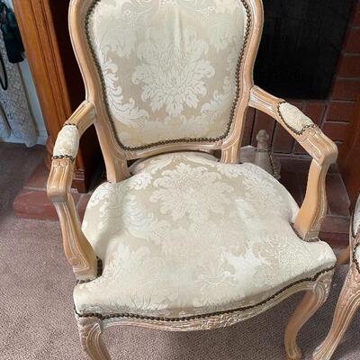 White Wash Light Finish Arm Chair Pair