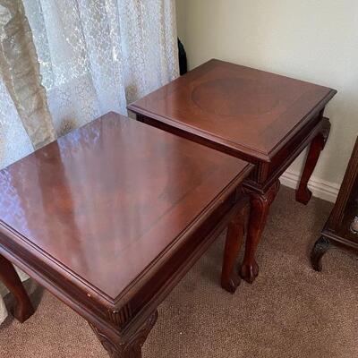 Pair of Mahogany Claw Foot Square End Side Tables