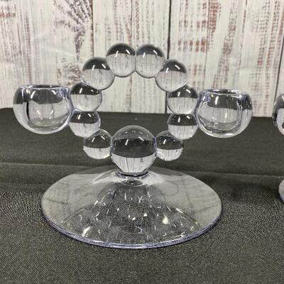 Pair of Imperial Glass Candlewick Candelabra Double Candle Holder