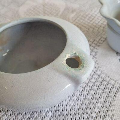 Lot 142: Vintage Two Part Violet Flower Vase 