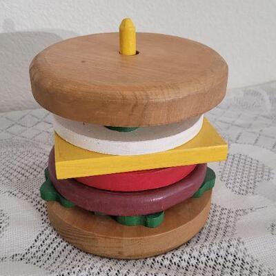 Lot 171: Vintage Wooden Hamburger Stack Toy