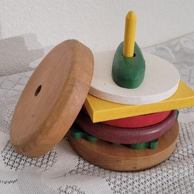 Lot 171: Vintage Wooden Hamburger Stack Toy