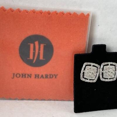K553 JOHN HARDY Silver Naga Diamond Earrings 