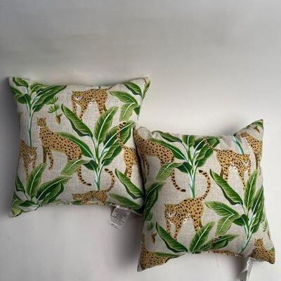 2 Awesome Cheetah in Foliage Print Pillows 