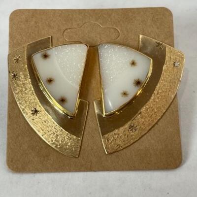 K560 14k Yellow Gold Druzy Quartz for Wendy Newman Gold Graphix Pierced Earrings 