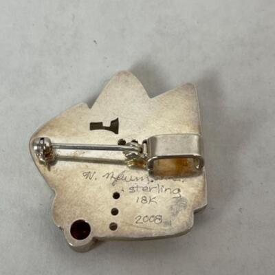 K561 Abstract Sterling 18k Gold Pin/Pendant by Wendy Newman 