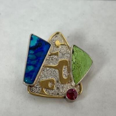 K561 Abstract Sterling 18k Gold Pin/Pendant by Wendy Newman 