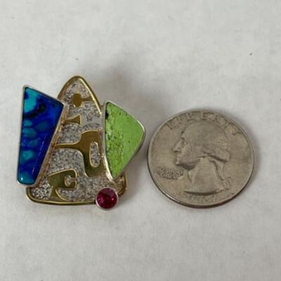 K561 Abstract Sterling 18k Gold Pin/Pendant by Wendy Newman 