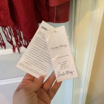 P - 521. NEW W/ TAGS Pamela McCoy Red Leather Jacket 