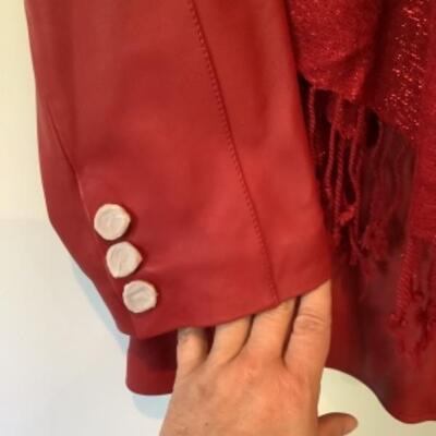 P - 521. NEW W/ TAGS Pamela McCoy Red Leather Jacket 