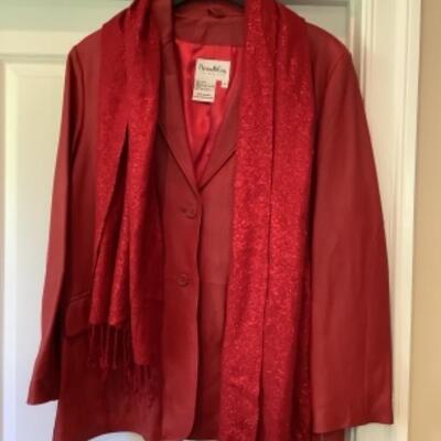 P - 521. NEW W/ TAGS Pamela McCoy Red Leather Jacket 