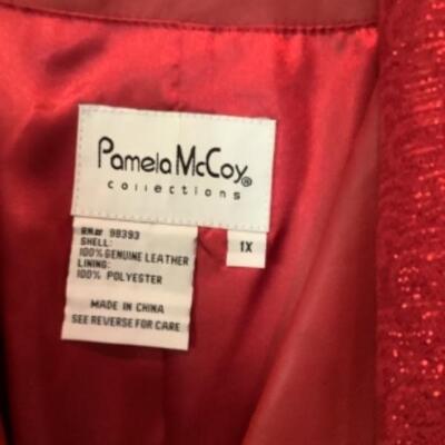 P - 521. NEW W/ TAGS Pamela McCoy Red Leather Jacket 
