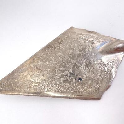 VINTAGE ORNATE SILVER PIE SERVER/CUTTER WITH â€œBLUE ONIONâ€ PATTERNED HANDLE