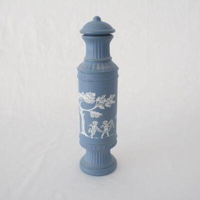 Lot #185: Vintage Avon Wedgewood Blue Perfume Decanter 6 FL OZ Half Full