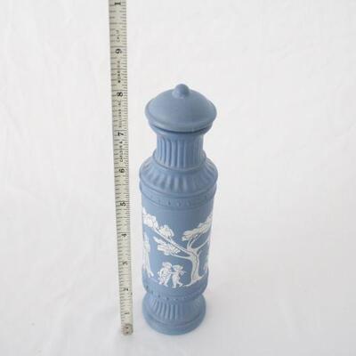 Lot #185: Vintage Avon Wedgewood Blue Perfume Decanter 6 FL OZ Half Full