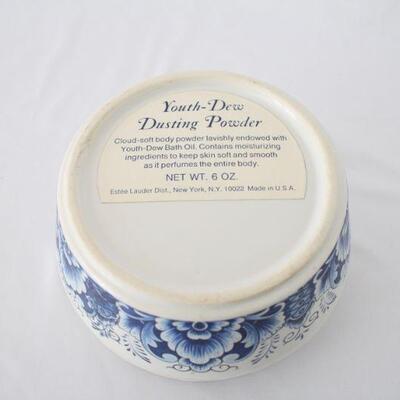 Lot #187: Vintage Estee Lauder Youth Dew Dusting Powder Porcelain Jar with Lid 