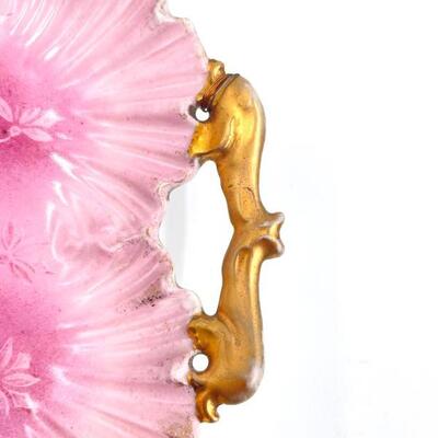 VINTAGE SCALLOPED PINK FLORAL DECORATIVE PLATE