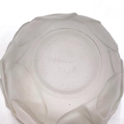 LIBBEY GLASS CO â€œWORLDâ€™S FAIRâ€ FROSTED GLASS FLOWER TEACUP AND SAUCER