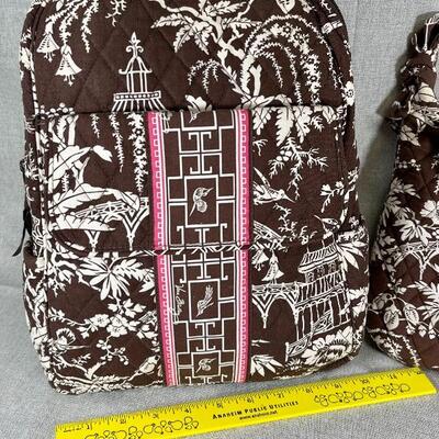 Vera Bradley IMPERIAL TOILE Backpack & Hobo Bag Brown Pink White Floral 