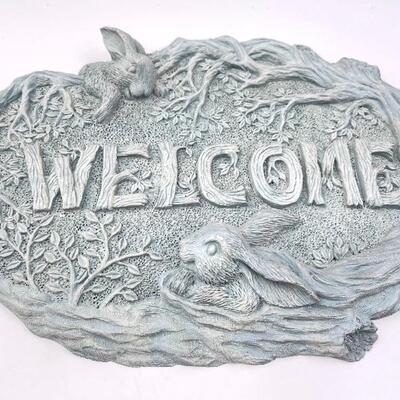 RABBIT AND TREE WELCOME SIGN