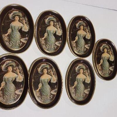 7 Oval Pepsi Cola Metal Trays 6" X 4 1/2 " - Item #407