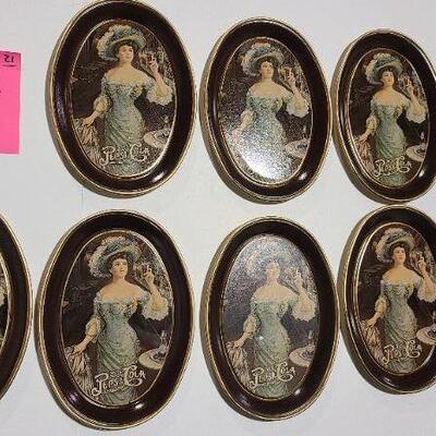 7 Oval Pepsi Cola Metal Trays 6" X 4 1/2 " - Item #407