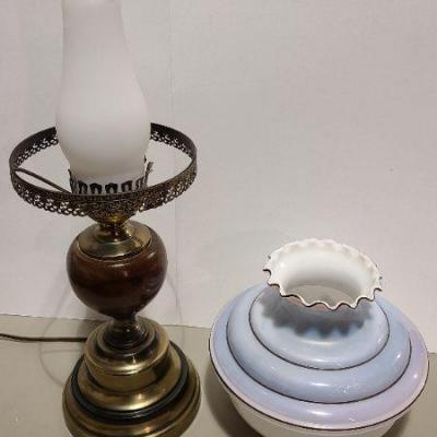 Vintage lamp with glass shade - Item #408 - 22"L x 8"W