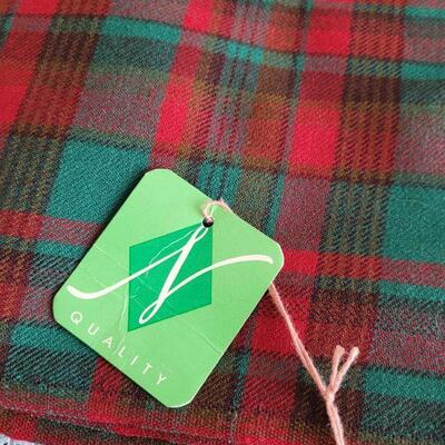 Lot 179: Red & Green Wool Plaid FABRIC (Tag says 15 yard)