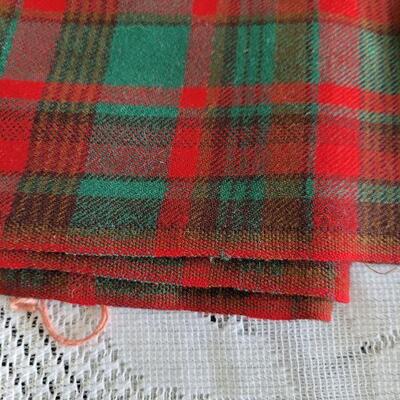 Lot 179: Red & Green Wool Plaid FABRIC (Tag says 15 yard)