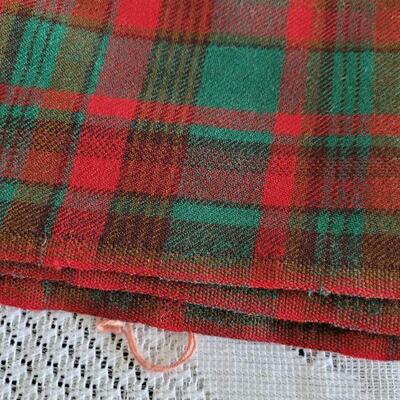 Lot 179: Red & Green Wool Plaid FABRIC (Tag says 15 yard)