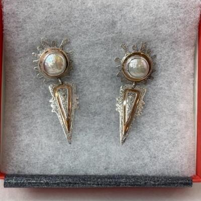 K562 Sterling, 14k , Pearl Pierced Earring by Tabra Tunoa 