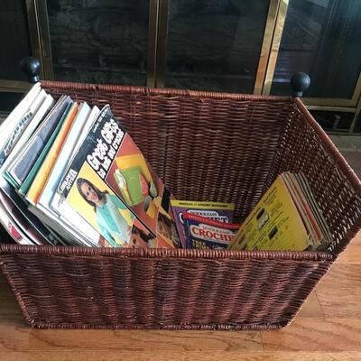 Lot 34L:  Primitive Table and Basket of Knitting Books