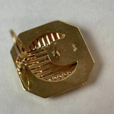 K571 14k Yellow Gold Square Hollow Pierced French Clip Earrings 