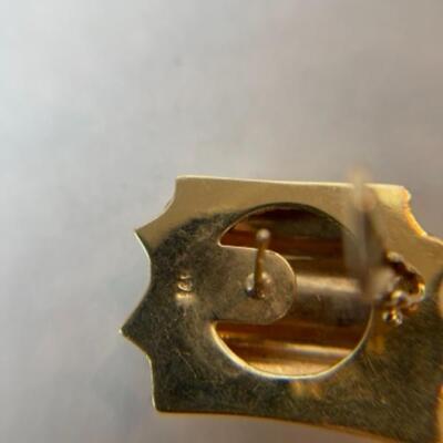 K572 14k Yellow Gold Rectangle Pierced French Clip Earrings 